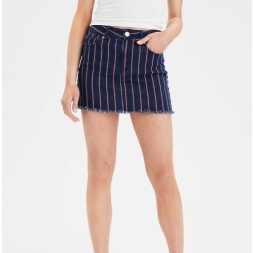 American Eagle Womens Skirt High Waist Striped Denim Mini Size 00
