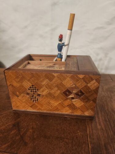 VINTAGE BESETZT JAPAN MARKETRY BA ZIGARETTENSPENDER ARBEITEN HOLZ BOX INLAY - Bild 2 von 12