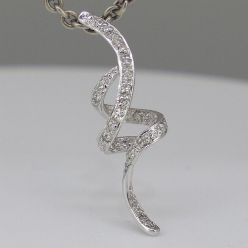 White Gold DIAMOND SET PENDANT Guaranteed Genuine Real 9ct 9k Gold & Diamonds - Picture 11 of 12