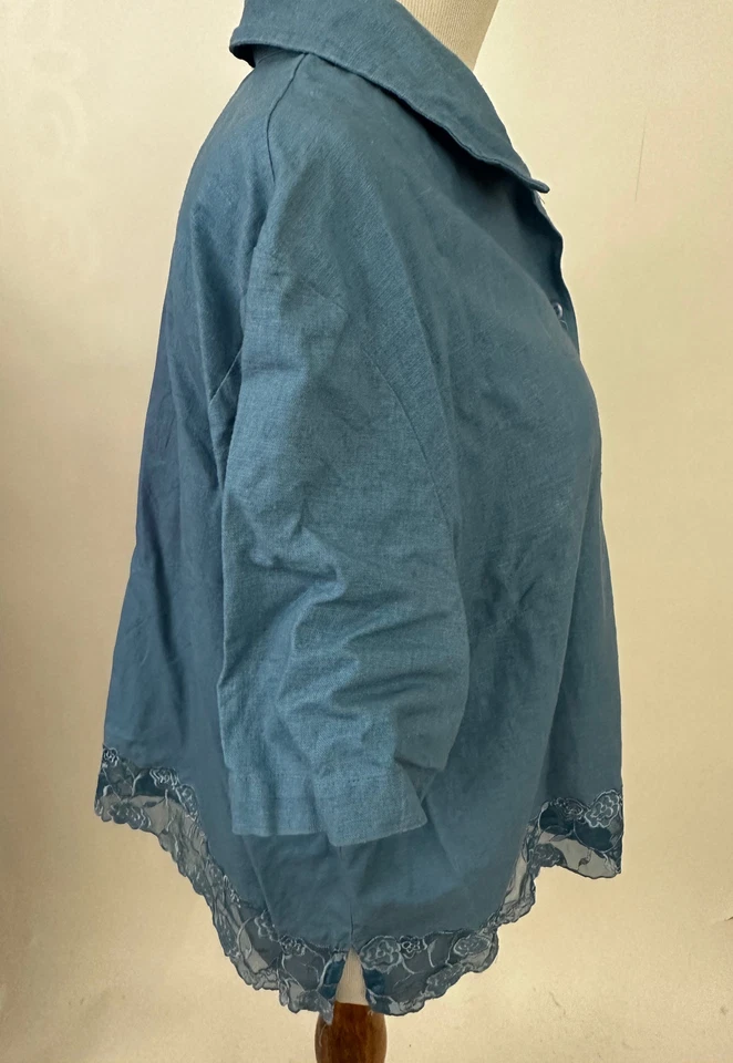 NAPA VALLEY Camisa Manga Corta Mezcla Lino Azul Mujer 1X Foto 2 de 4