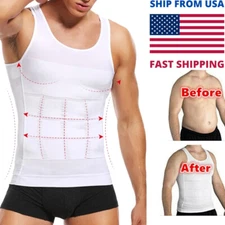 Men Compression Shirt Slimming Body Shaper Vest Tummy Control Shapewear Tops NCW