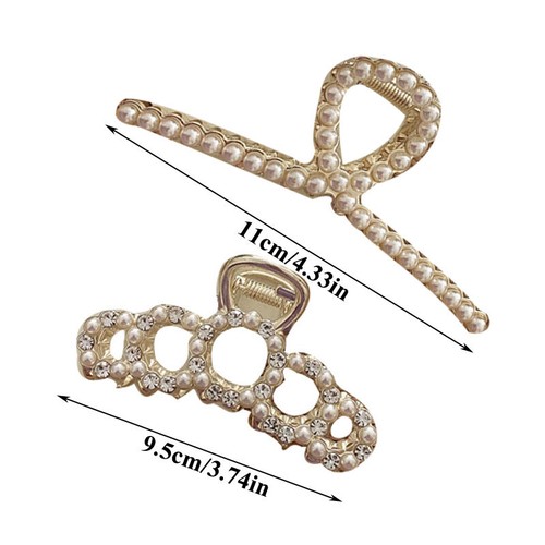 Women Rhinestone Pearls Metal Hair Claw Shark Clip Hair Clip Hair Accessories ✯ - Picture 31 of 46
