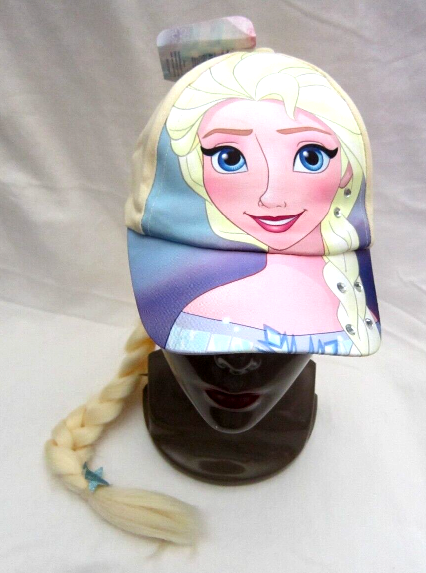Disney Kids Girls Boys Frozen Elsa Adjustable Baseball Cap with  ponytail-New!