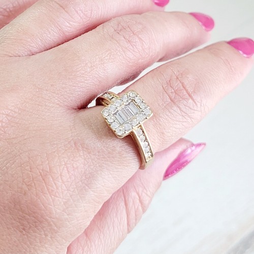 Vintage Style 18K Gold Plated rectangle ring cubic zircons size 7.5 Israel made - Picture 2 of 20