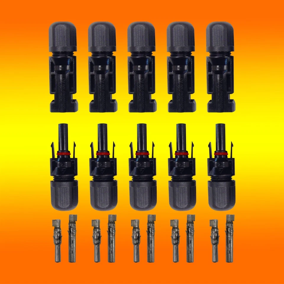 BAU-TECH SOLARENERGIE 10 Paar Solarstecker und Buchse für 4mm² 6mm² 10mm² Solarkabel PV Solar Montage