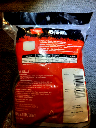 Hanes Boys' Comfortsoft White Tagless Briefs 6 Pack Size Large 14-16 - Picture 3 of 3