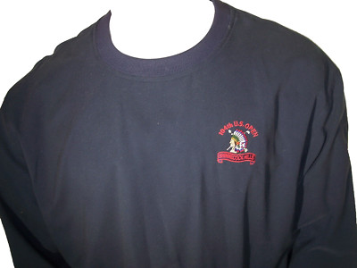 Ashworth Large Navy Poly Golf Pullover Rain Jacket Shinnecock - AXA - USA Logos