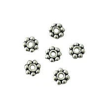 1000 Antiqued Silver 4mm Rondelle Tibetan Daisy Spacer Accent Pewter Bulk Beads