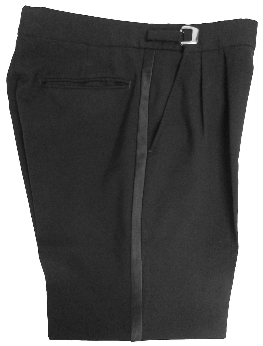 Men's Wool Traditional Black Tuxedo Pants Wedding 33 34 35