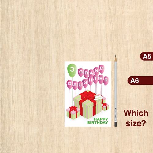 Granddaughter birthday card, personalised any NAME & AGE, size & message options - Video 1 of 1