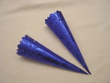 GERMAN DRESDEN DIE CUT PAPER 2 CONE CORNUCOPIAS DARK BLUE VICTORIAN CRAFTS