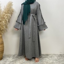 Muslim Kaftan Modest Dubai Women Evening Long Dress Abaya Ramadan Gown Arab Robe