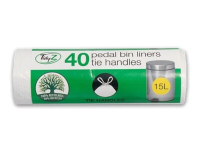 PACK OF 40 PEDAL BIN LINERS – 15L Eco Friendly 100% Recyclable