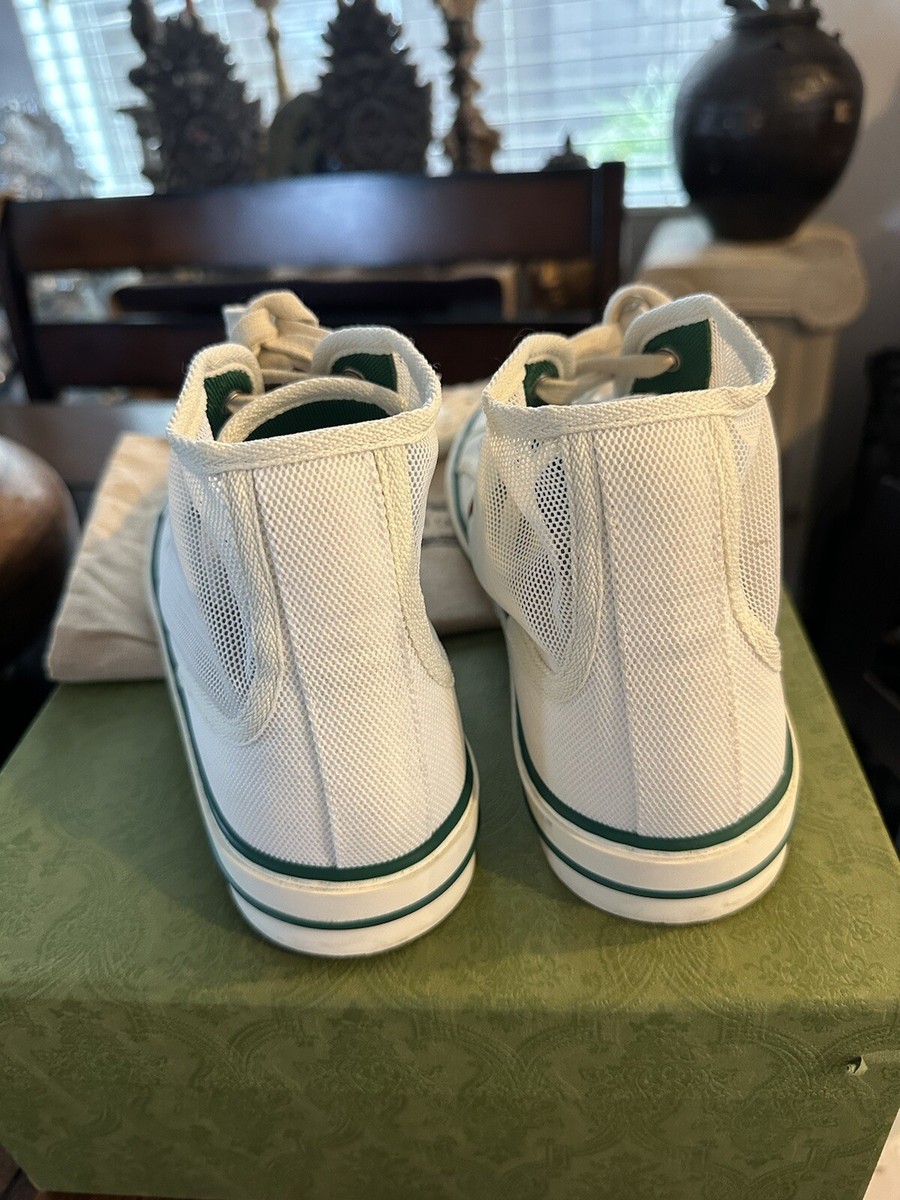 Gucci White Mesh 'Gucci Tennis 1977' High-Top Sneakers Mens