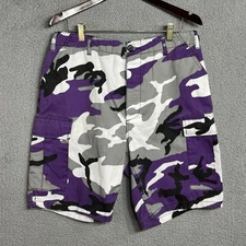 Rothco Military Camo Cargo Shorts Men Medium Y2K Streetwear Grunge Skater Purple