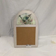 Arched Cork Bulletin Board Bird Watering Can Floral Garden Decor Pin Tacks a10