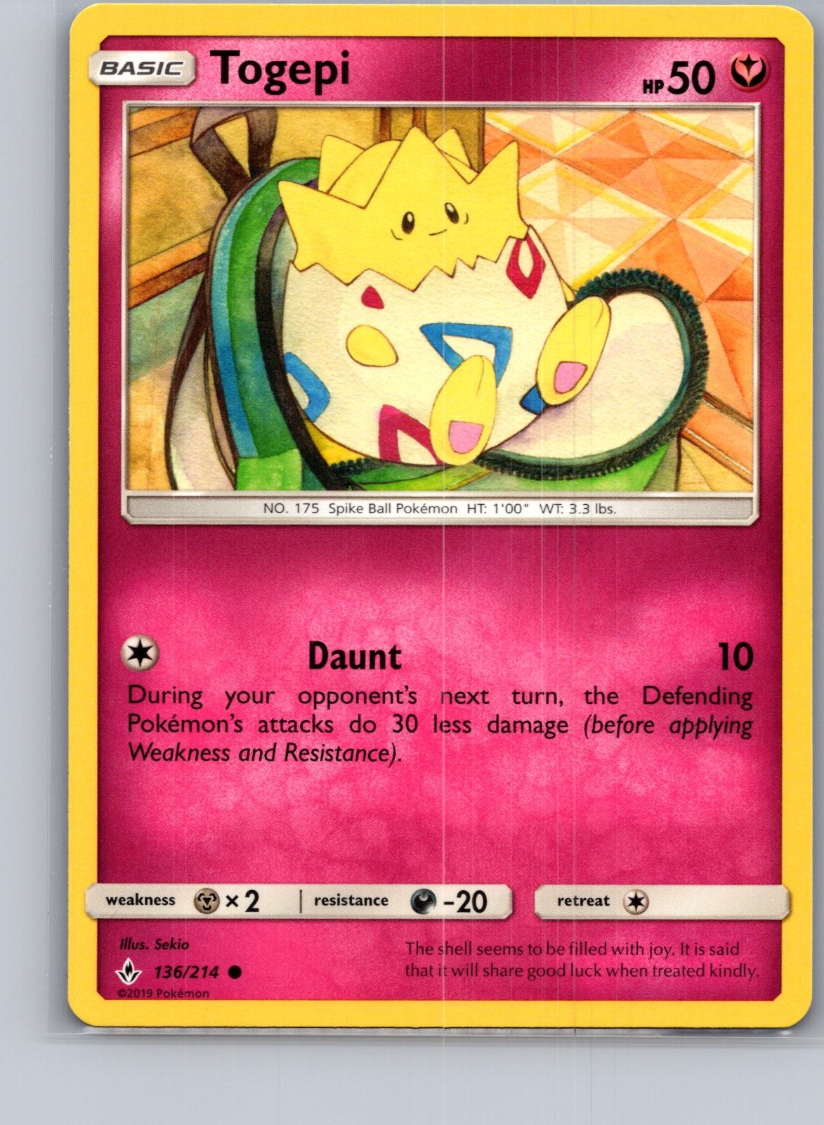 Togepi 136/214 Common Unbroken Bonds Pokemon Near Mint