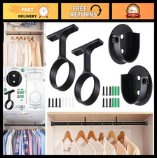 4 Pcs 1 5/16 Inch Diameter Round Wardrobe Closet Rod Suspended Center Support wi