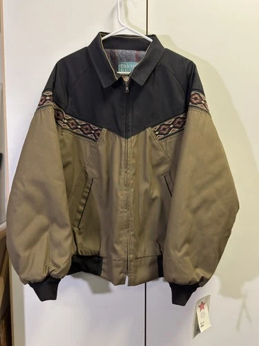 VTG Canyon Guide Outfitters Men's Canvas Jacket L Full Zip Aztec Made In USA NWT - product listing photo