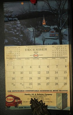 Vintage 1962 Esso Dealer Humble Oil & Refining Front Royal Virginia Calendar.