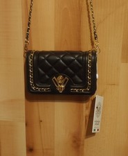 Valentino Orlandi Designer Black Quilted Crossbody Purse Italy Designed