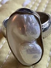 Vintage, Marked Sterling Silver , Baby Pearl Inlay Ring