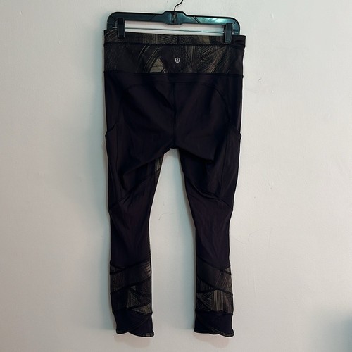 Lululemon Fresh Mesh Run Crop Pants leggings Size 8 Green Black yoga - Picture 6 of 9