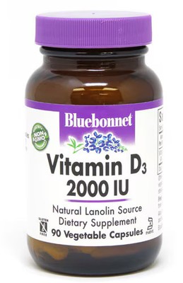 Worldwide 2 X Bluebonnet Nutrition Vitamin D3 -- 2000 IU - 90 Vegetable Capsul