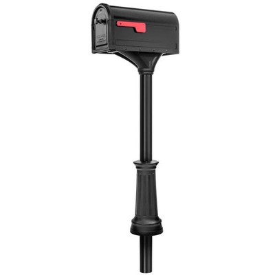 Architectural Mailboxes Roxbury Black Large Steel Post Mount Mailbox w/ Post