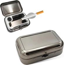 Portable Ashtrays, Stainless Steel Carry-On Mini Ashtray with Windproof Lid, Por