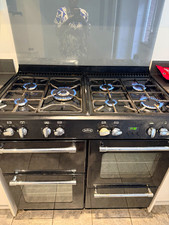 Belling Black Freestanding Natural Gas Cooker 7 Burners 2 Ovens Grill Display