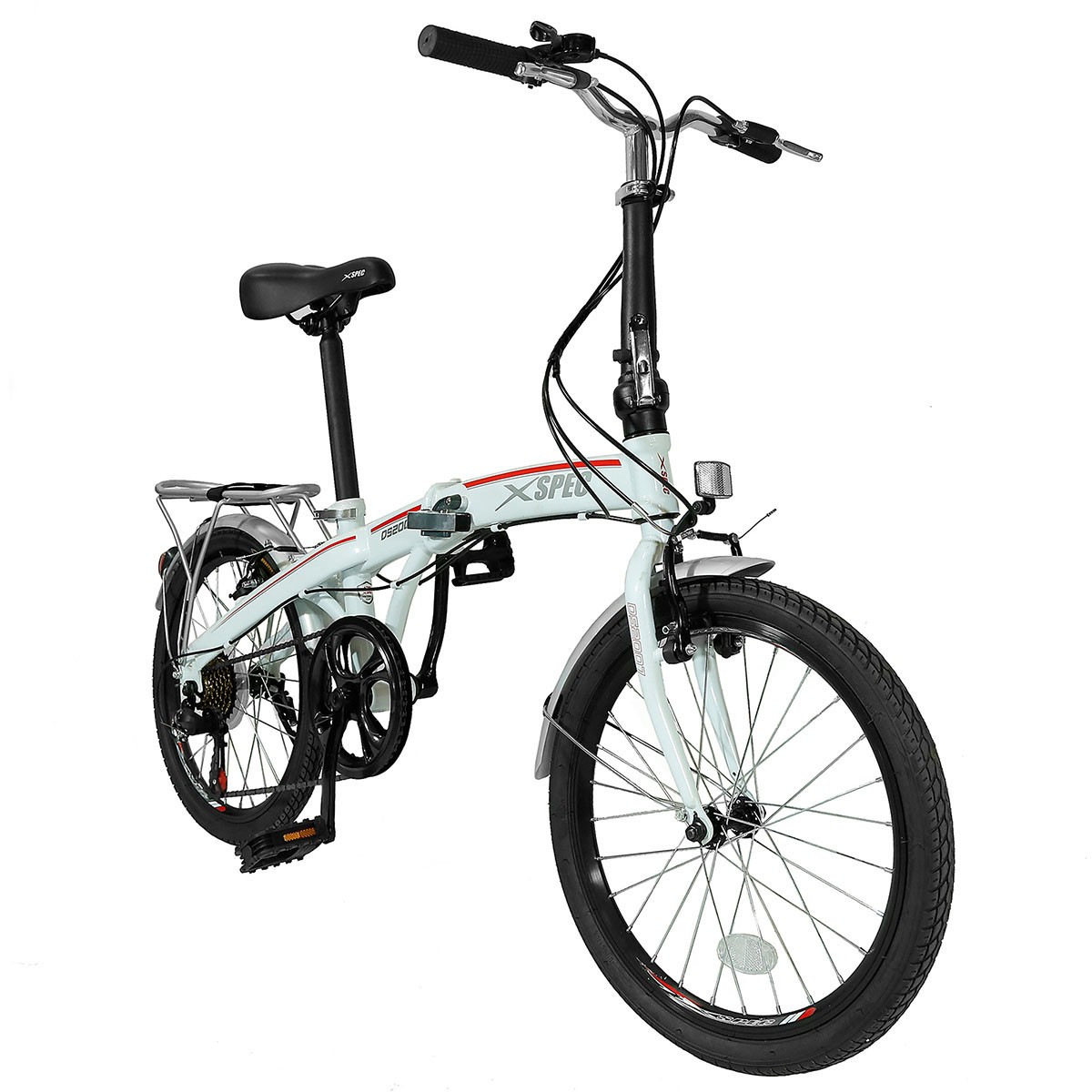 (New) Xspec 20" 7 Speed Folding Compact City Commuter Bike, White (NOT Electric) (249.99 USD)