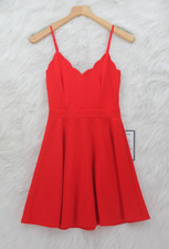 B Darlin Juniors Red Scalloped Skater Party Cocktail Dress Sz 3/4 NWT Fit Flare