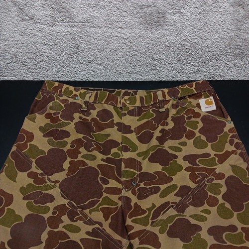 Vtg 80s Carhartt Duck Canvas Pants Mens 38x33 Frog Camo Double Knee Hunting NWOT - Picture 8 of 22