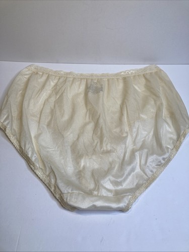 Vintage 100 % Nylon Höschen Just My Size 12 creme seidig Satin Slip Spitze Sissy - Bild 3 von 3