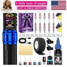 2400mAh Wireless Tattoo Pen Kit with Adjustable Stroke 1.47-inch screen, do...