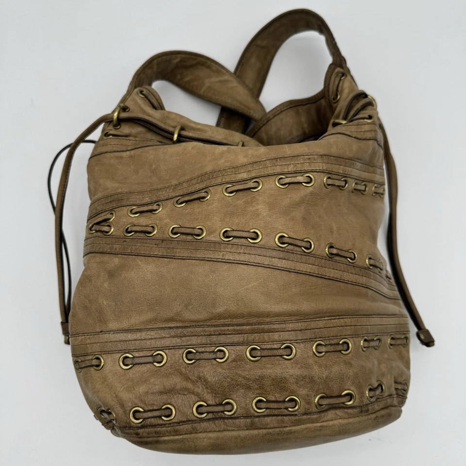 Bolso de Hombro Kooba Marcelle Cuero Beige Ojal Holgado Hobo Y2K Boho Foto 3 de 4