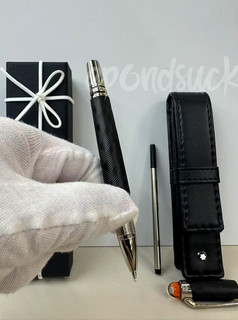 MONTBLANC Black Textured Rollerball Pen Silver Tone Spiral Pattern Rare Gift Auc