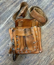 NICE KLEIN TOOLS 5165~10-POCKET TAN LEATHER TOOL POUCH & Belt 5415 ~ MADE IN USA