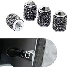 4PCS Bling Tire Valve Caps, Crystal Rhinestone Car Wheel Tire Valve Covers-black