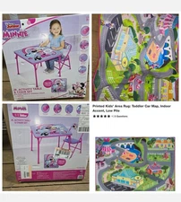 Minnie Mouse Mesa Mesita Con Silla Para Niños y Niñas 2 3 4 año Rosa Set Juego