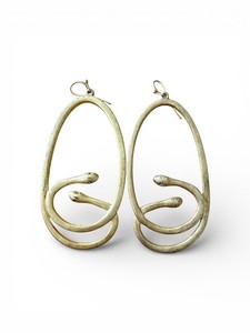 Authentic RARE Sheila Fajl Rose Dual Snake Gold Drop Statement Earrings Gold Plated