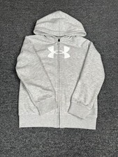 Under Armor Sweat Shirt Jacket Full Zip Youth Size 7 Unisex Hooded Grey