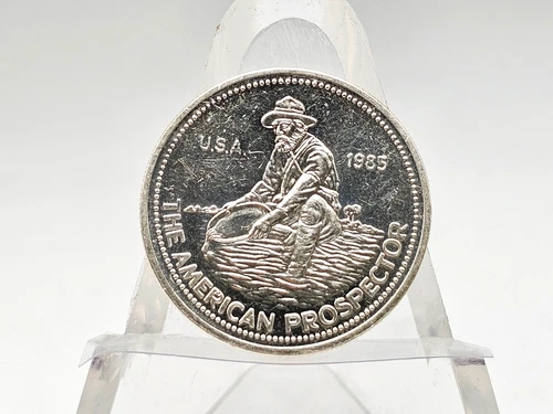 1985 .999 Fine Silver 1/2oz Engelhard "Prospector" Round In Capsule