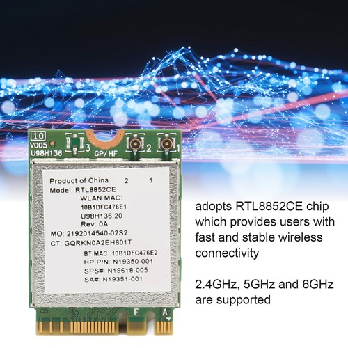 WiFi 6E Wireless Card 2.4GHz 5GHz 6GHz 5374Mbps NGFF BT5.3 Low Delay Wireles NEW - Afbeelding 11 van 12