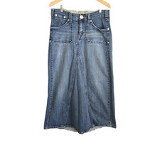 Vtg Y2K Levi's Boho A-Line Denim Maxi Jean Skirt Women 12 Blue Med Wash Stretch