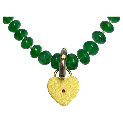 DOROTA LASAK 22k gold emerald coral beaded necklace
