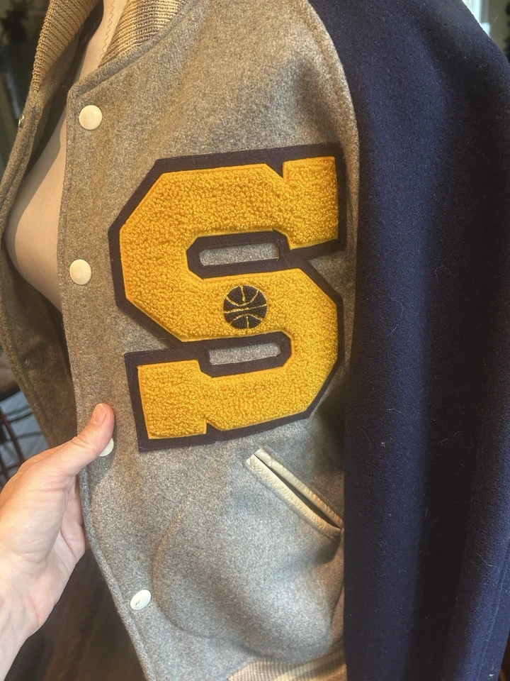 Vintage Hatcher’s 100% Wool Varsity letterman Basketball jacket Sz M GVC - Image 3 of 4