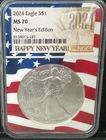 2024 Silver Eagle $1 NGC MS70 – New Year’s Edition Label, Top Pop Modern Coin