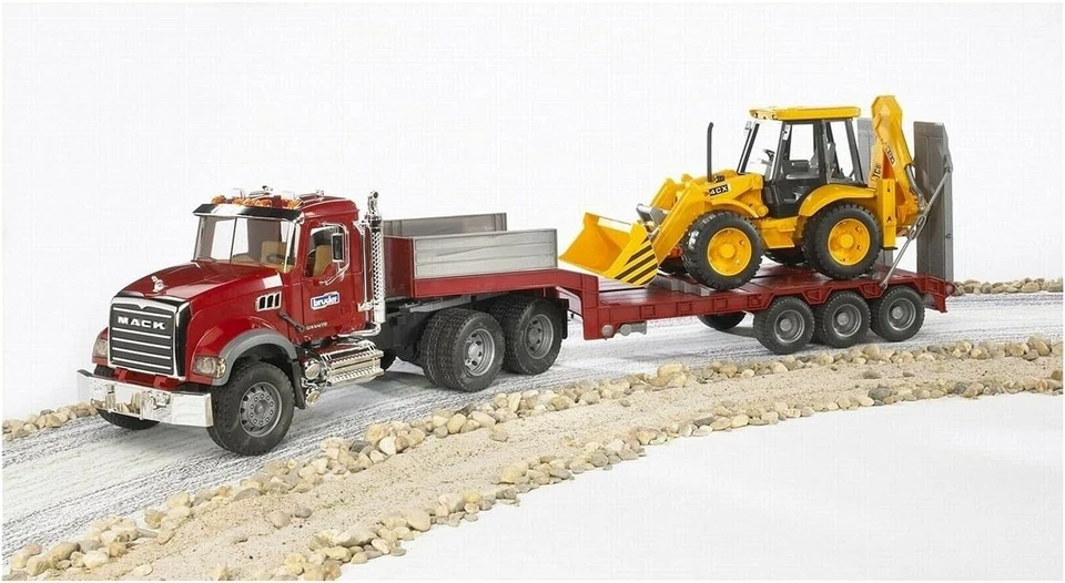 Caminhão de plataforma de granito Mack com retroescavadeira JCB Loader - Imagem 4 de 4